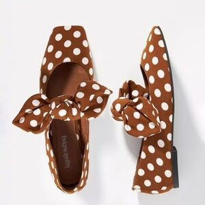 Jeffrey Campbell for Anthropologie Brown Polka Mary Jane Bow Flats